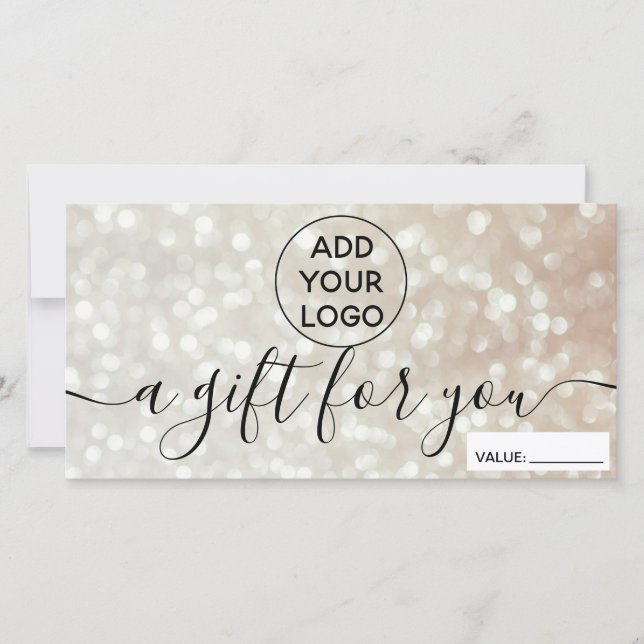 Chic bokech guld glitter logotyp presentcertifikat (Framsida)