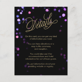 Chic Bokeh Ljus Black & Guld Bröllop Tilläggskort