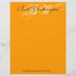 Chic bokstäverMonogram för djärv vibrerande orange Brevhuvud