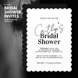 Chic Bold Black and White Inbjudningskort för möhi
