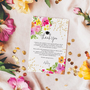 Chic Bold Boho Glitter Watercolor Studenten Tack Kort