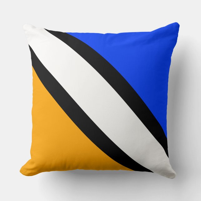 Chic Bold Gult Blue White Diagonal Rand Kudde (Framsida)