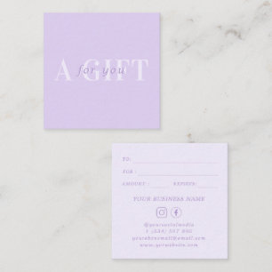 Chic Bold Lilac Lavender Business Gift Certificate Rabattkort