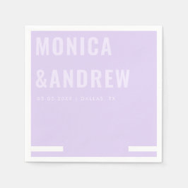 Chic Bold Typography Modern Lilac Lavender Bröllop Pappersservett