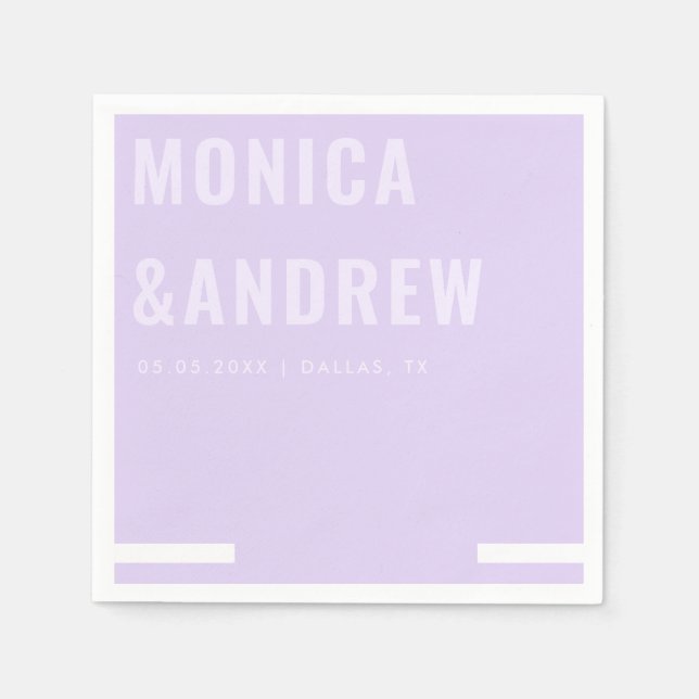 Chic Bold Typography Modern Lilac Lavender Bröllop Pappersservett (Framsidan)
