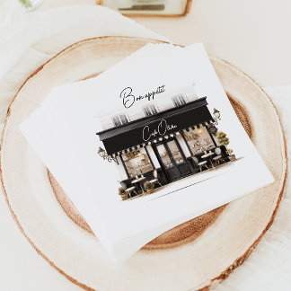 Chic Bon Appétit Svart & Vitt Paris Café Födelseda Pappersservett
