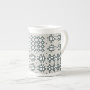 Chic Bone China Mugg: Welsh Tapestry Mönster, Gråt Benporslin Mugg