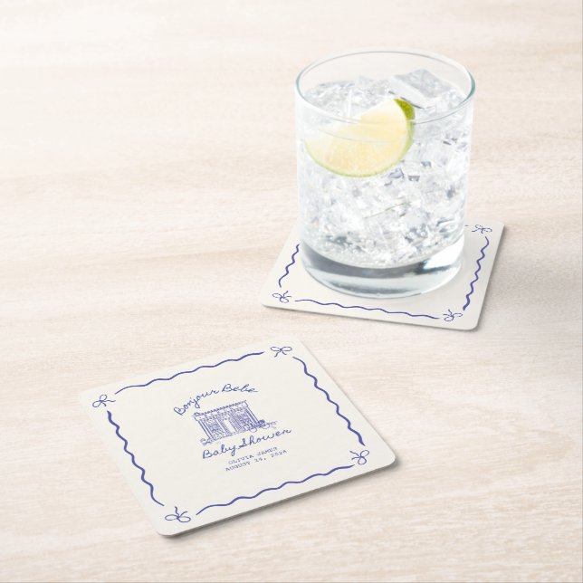 Chic Bonjour bebe baby shower Underlägg Papper Kvadrat (Insitu)