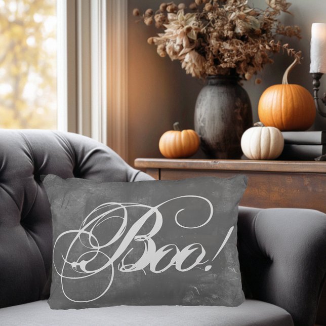 Chic Boo Halloween Kuddöverkast Prydnadskudde (Romantic Goth Halloween Pillow)