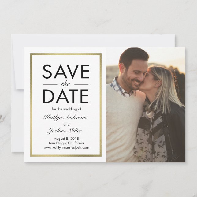 Chic Border REDIGERBAR FÄRG Save The Date-kort Spara Datumet (Framsida)