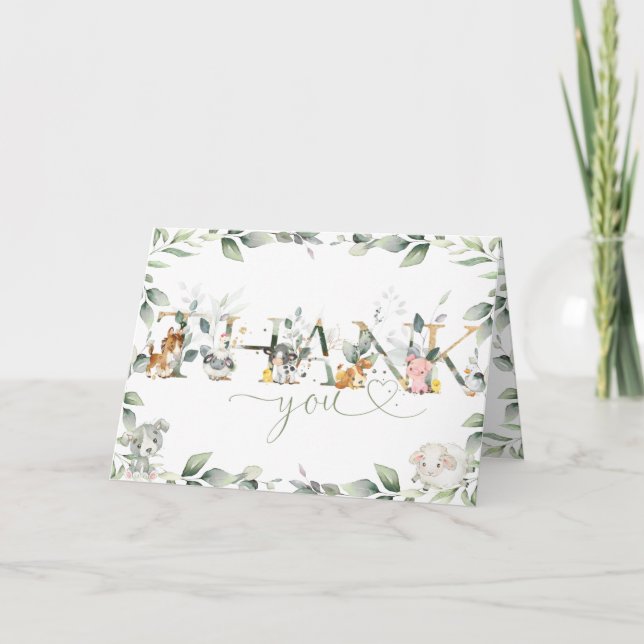 Chic Boskap Greenery Baby Shower Birthday Tack Kort (Framsida)