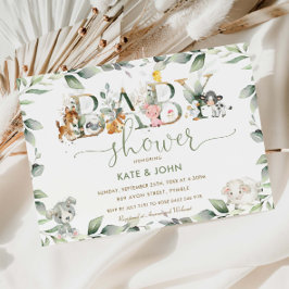 Chic Boskap Greenery Baby Shower Neutralt Inbjudningar