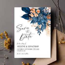Chic Botanisk Blommigt Modern Elegant bröllop Spara Datumet