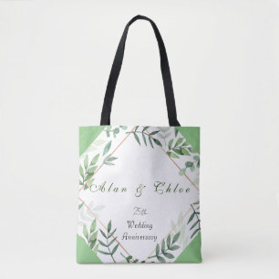 Chic Botanisk Grönt 25:e Bröllop Gift Tote Tygkasse