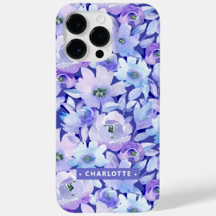 Chic Botanisk Lila Blue Watercolor Blommigt Namn