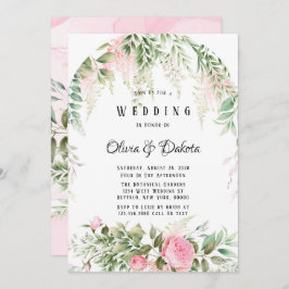 Chic Botanisk Rosa Wisteria Blommigt Fransk Bröllo Inbjudningar