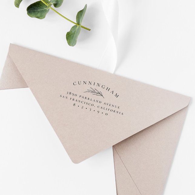 Chic Botaniska Gren-familjens Returadress Namn Stämpel (Skapare uppladdad)