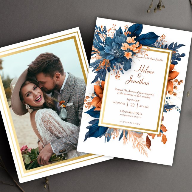 Chic Botaniska vattenfärgen Blommigt Elegant bröll Inbjudningar (Chic Botanical Watercolor Floral Elegant Wedding Invitation)