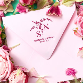 Chic Botaniskt Initialer Modern Wildblomma Bröllop Stämpel