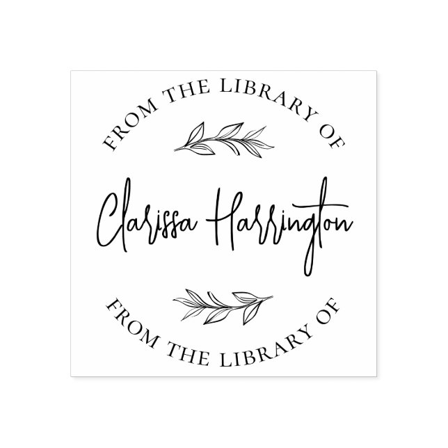 Chic Botaniskt Löv Anpassningsbar från Bibliotek Stämpel (Tryck)