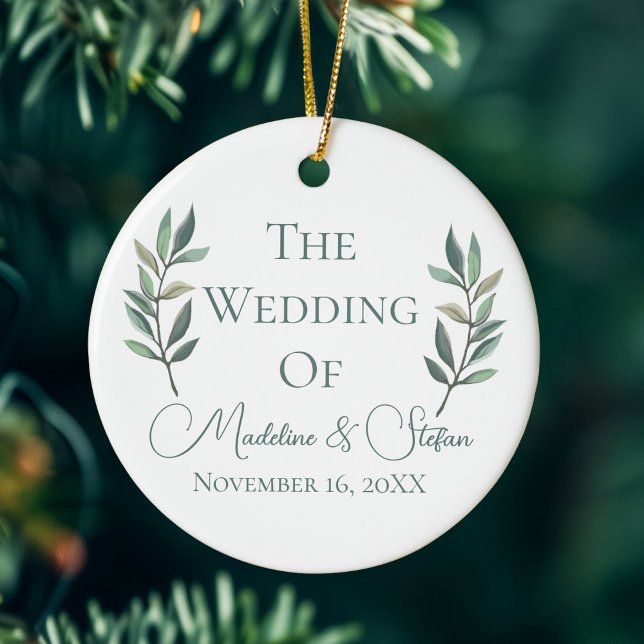 Chic Botaniskt par Bröllop - foto jul Julgransprydnad Keramik (Skapare uppladdad)