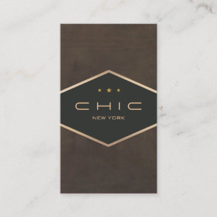 Chic Boutique Faux Brown Suede Diamond Emblem Visitkort