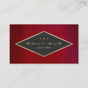 Chic Boutique Faux Red Snake Skin Black Emblem Visitkort