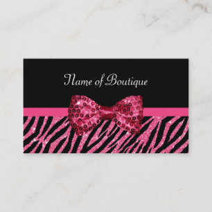 Chic Boutique Rosa Zebra tryck FAUX Glitz Bow Visitkort