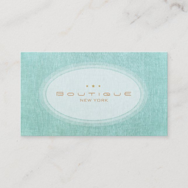 Chic Boutique Simple Turquise Blue Linen look Visitkort (Framsida)