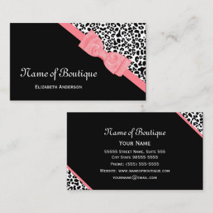 Chic Boutique Svart och Vit Leopard Rosa Band Visitkort