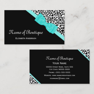 Chic Boutique Svart och Vitt Leopard Aqua Band Visitkort