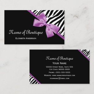 Chic Boutique Svart och Vitt Zebra Lila Band Visitkort