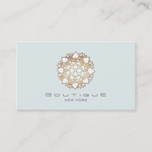 Chic Boutique White Lotus Flower Light Blue Visitkort
