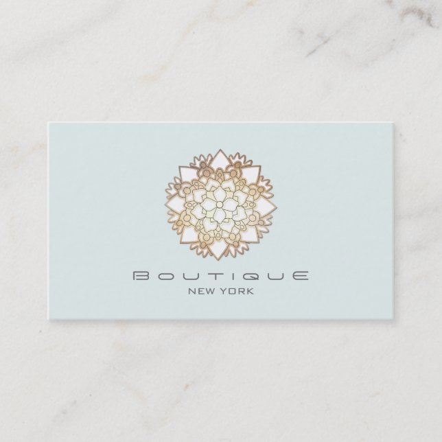 Chic Boutique White Lotus Flower Light Blue Visitkort (Framsida)