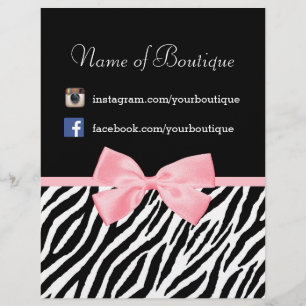 Chic Boutique Zebra Rosa Bow Promotional Marknadsf Reklamblad