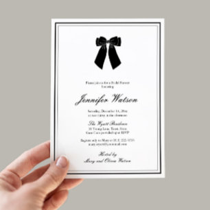 Chic Bow Black and White Old Money Möhippa Inbjudningar