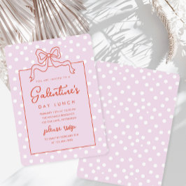 Chic Bow Polka Dot Galentine's Day Lunch Inbjudningar