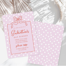Chic Bow Polka Dot Galentine's Day Middag Inbjudningar