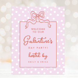 Chic Bow Polka Dot Galentine's Day Party Välkommen Poster