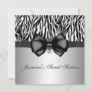 Chic Bowed Zebra tryck Inbjudan [Silver]