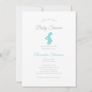 Chic Boy Shower Pregnant Woman Baby Bump Inbjudningar