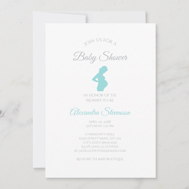 Chic Boy Shower Pregnant Woman Baby Bump Inbjudningar (Framsida)