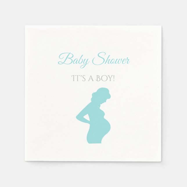 Chic Boy Shower Pregnant Woman Baby Bump Pappersservett (Framsidan)