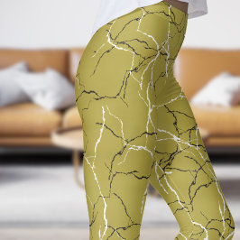 Chic Brass och Svartvit fraktur Mönster Leggings
