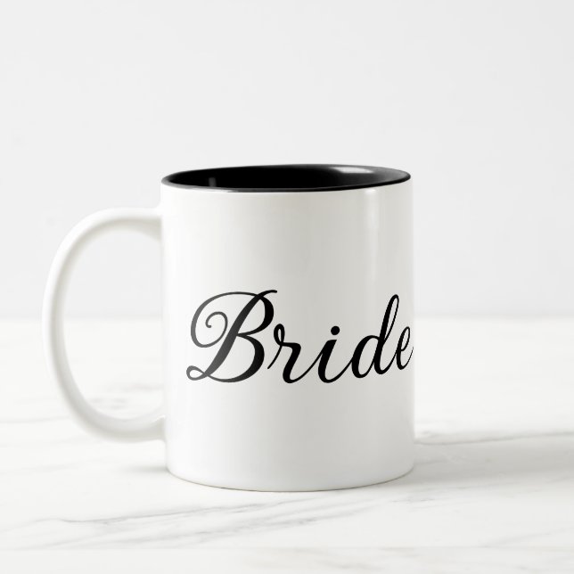 Chic "Bride"-skript, svart och vitt Två-Tonad Mugg (Vänster)