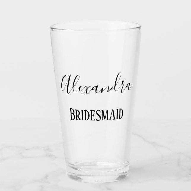 Chic Bridesmaid Elegant Text Glaskopp (Framsida)
