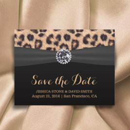 Chic Bright Diamond Leopard Bröllop spara datum Meddelande Vykort