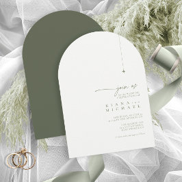 Chic Bröllop Pearl/Moss Grönt Arch ID1046 Inbjudningar