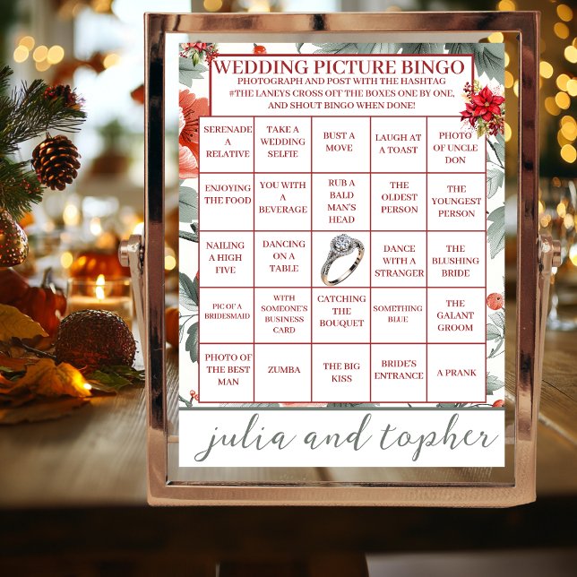 Chic Bröllop Pic Bingo Tabletop-tecken Bordsnummer (Christmas Wedding Picture Bingo Reception Tabletop  Games)