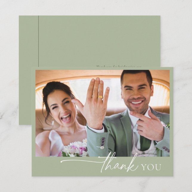 Chic Bröllop Tack Sage Grönt ID1046 Kort (Fram/baksida)